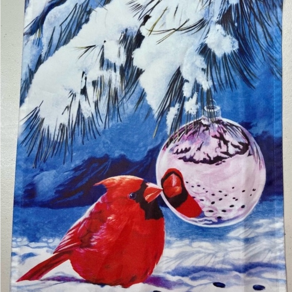 Red Cardinal Winter Scene Flag